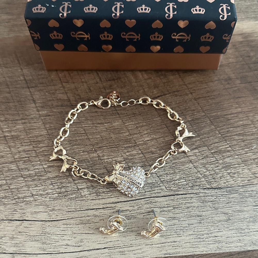 Juicy Couture Gold Bracelet and Earrings Set